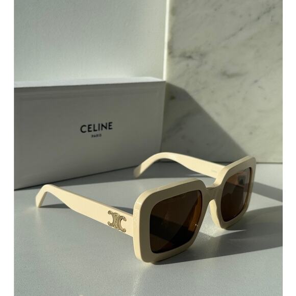 Celine Accessories - NEW Celine CL40304U Triomphe Square Ivory Sunglasses